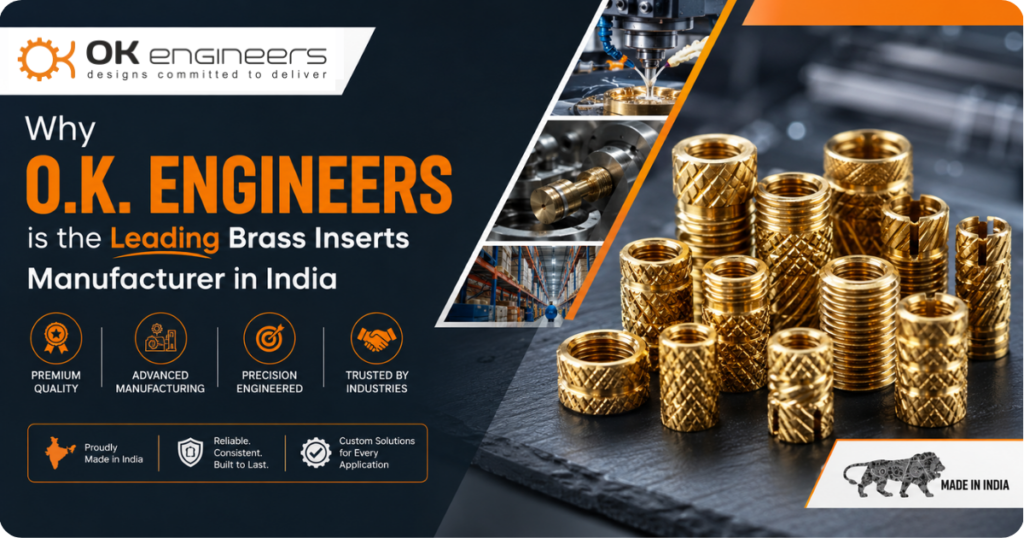 O.K. Engineers brass inserts manufacturer in India with precision threaded brass inserts