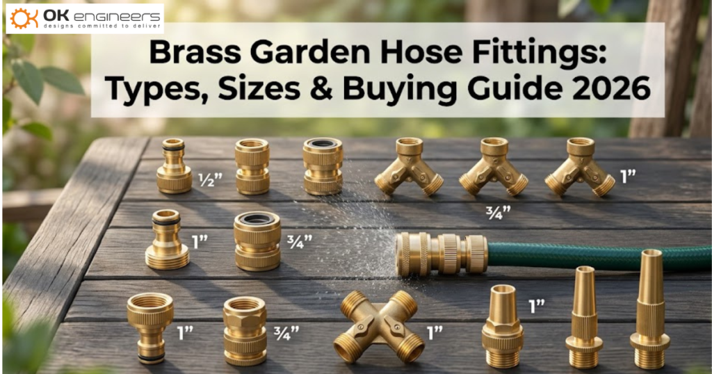 Brass garden hose fittings types and sizes including connectors, couplers, tap adapters and Y connectors for watering systems