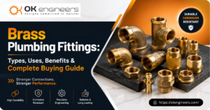 Brass plumbing fittings including elbows, tees, couplings, reducers, and threaded connectors showcased for industrial and residential piping applications.