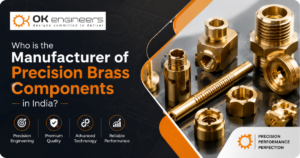 Premium precision brass components manufactured in India by OK Engineers, showcasing high-quality CNC-machined brass parts and industrial engineering excellence.